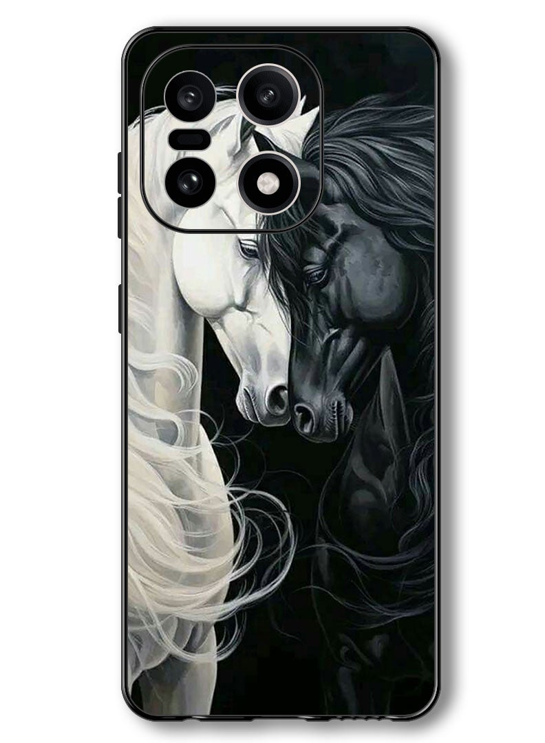 Theodor Case Compatible with OnePlus 15 6.78 Inch Protection Shockproof Bumper Cover Black and White Horse - Image 1